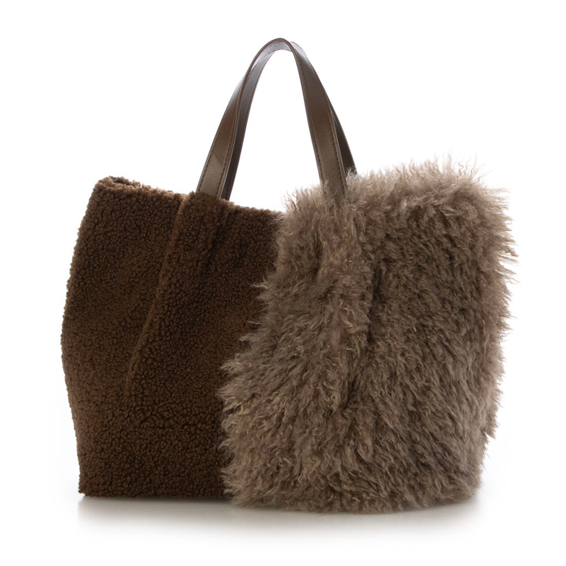 ティーエスエル T.S.L 素材切り替えエコファーバッグ （ブラウン