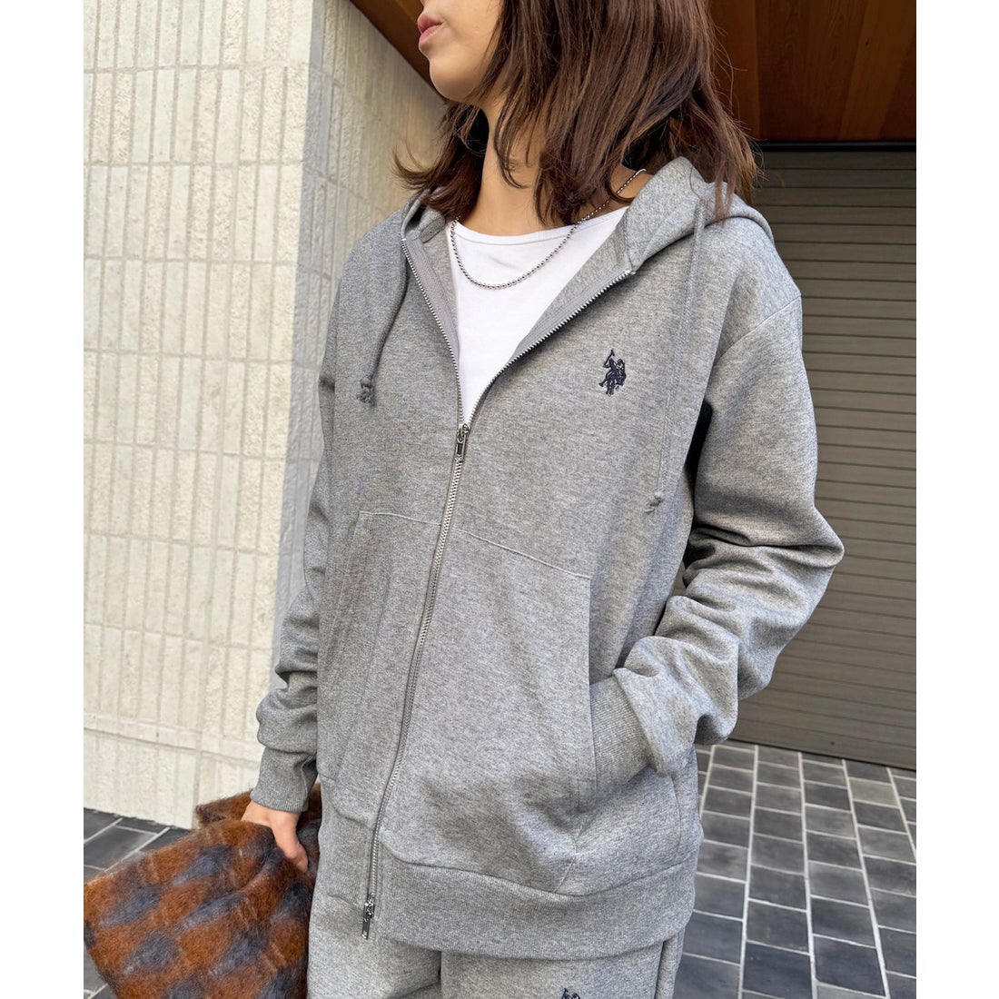 ユーエスポロアッスン U.S. POLO ASSN. ワンポイントロゴ ダブルジップ