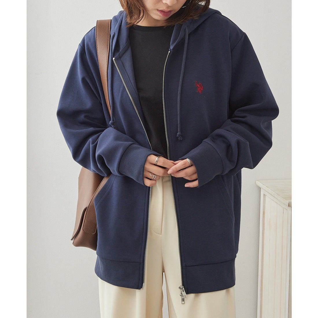 ユーエスポロアッスン U.S. POLO ASSN. ワンポイントロゴ ダブルジップ