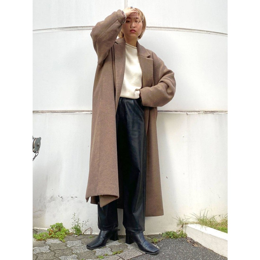 Ungrid ルーズシルエットチェスターコート（ブラック） -ファッション