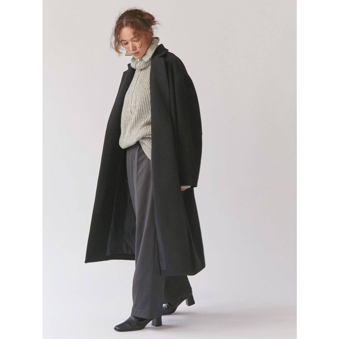 Ungrid ルーズシルエットチェスターコート（ブラック） -ファッション