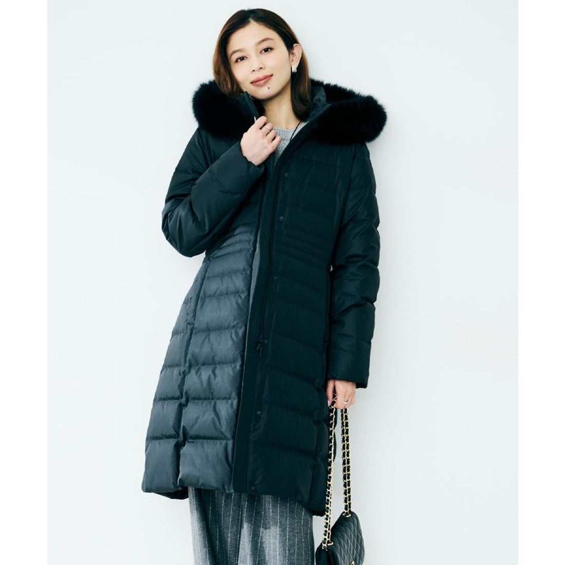 A7039 アンタイトル ダウンジャケット コート ロング ダッフル 紺 42