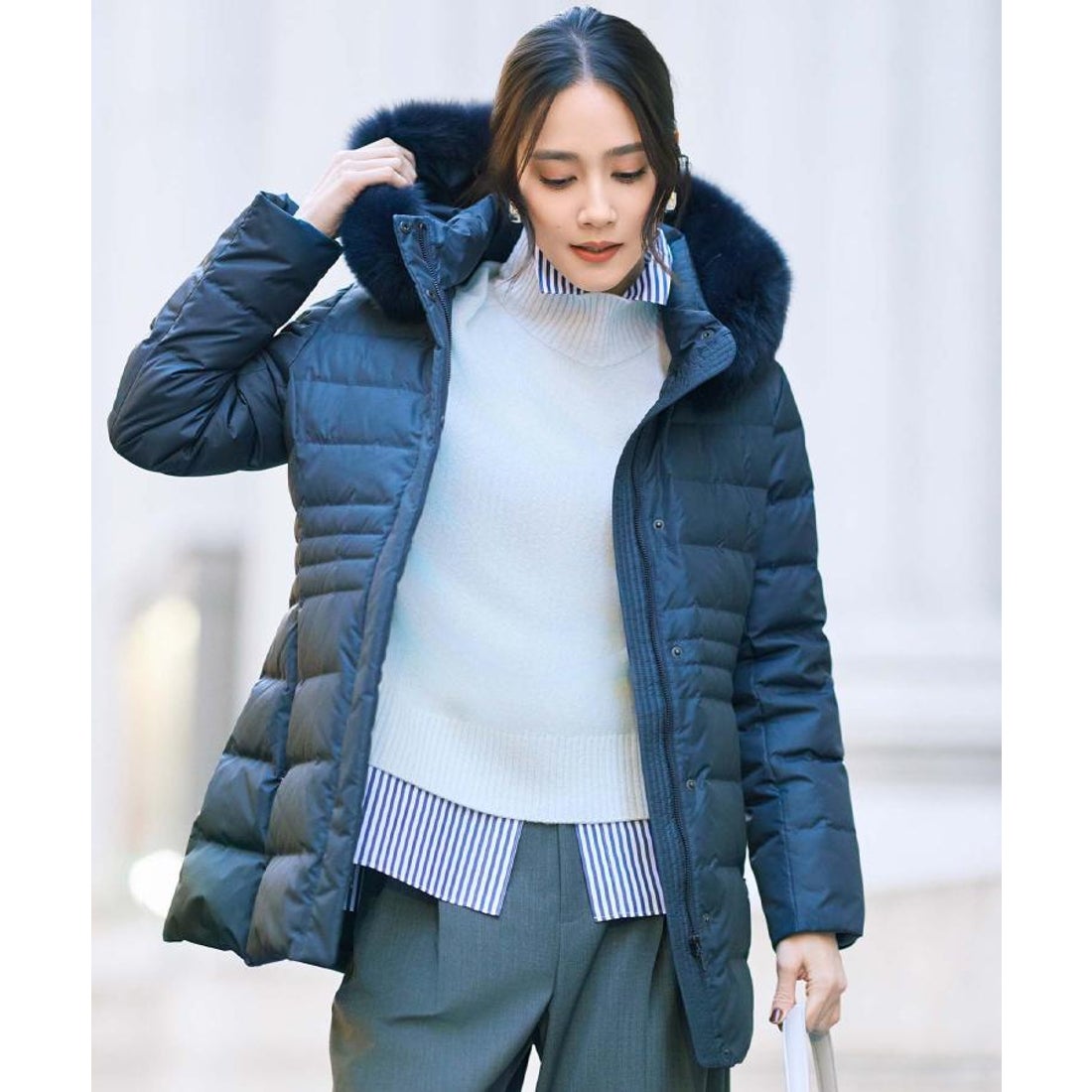 アンタイトル UNTITLED ミディダウンコート （ネイビー(094