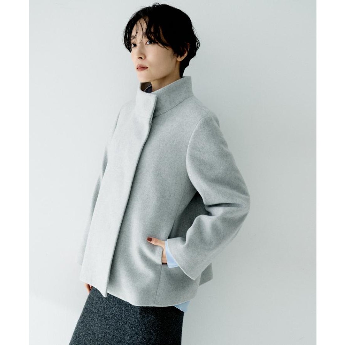 アンタイトル UNTITLED ウールショートコート （ライトグレー(011