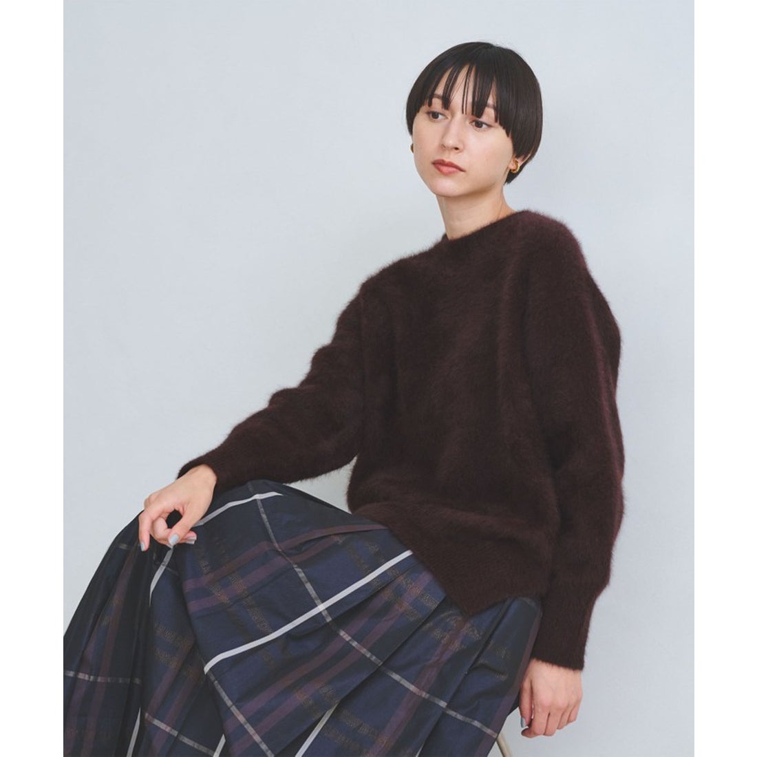 UNITED ARROWS フォックスカシミヤ クルーネック ニット （DK.BROWN