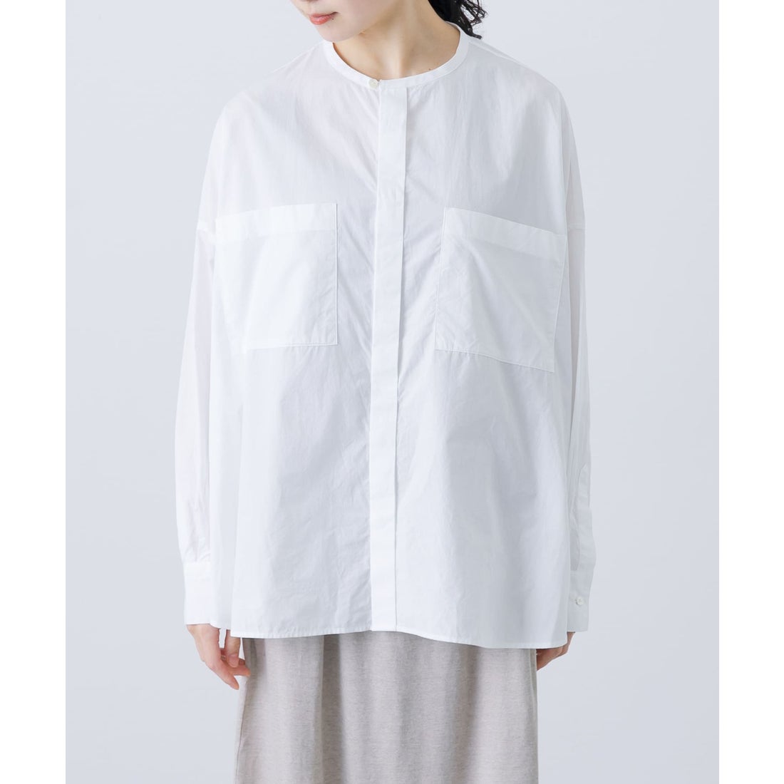 カグレ かぐれ コットンダブルポケットワイドシャツ （オフホワイト