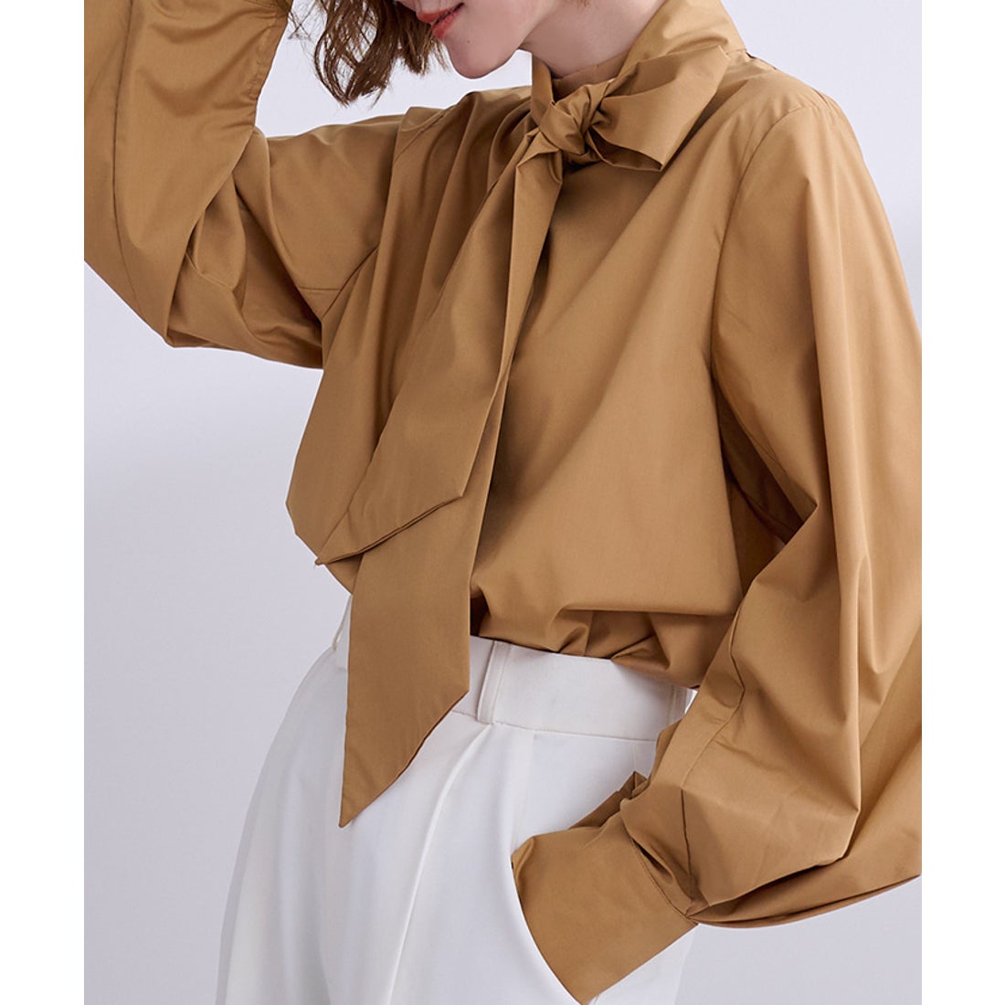 ユアーズ ur's 2wayボウタイブラウス （キャメル） -ファッション通販