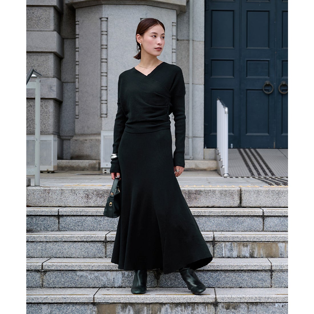 ユアーズ ur's カシュクールマーメイドラインニットワンピース