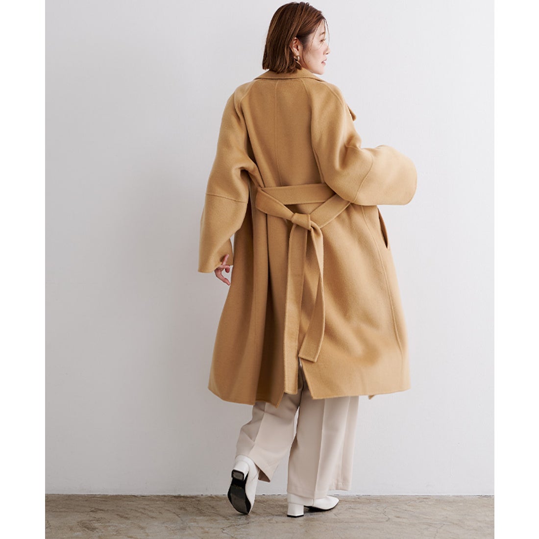 ユアーズ ur's ベルト付ウールカシミヤチェスターコート （キャメル