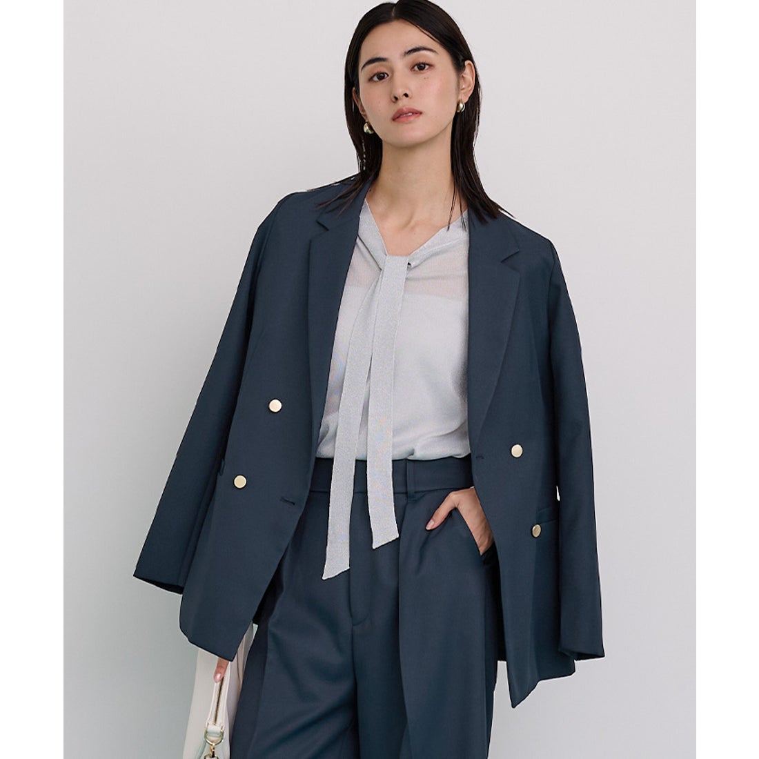ユアーズ ur's テーラードダブルブレストジャケット （ネイビー
