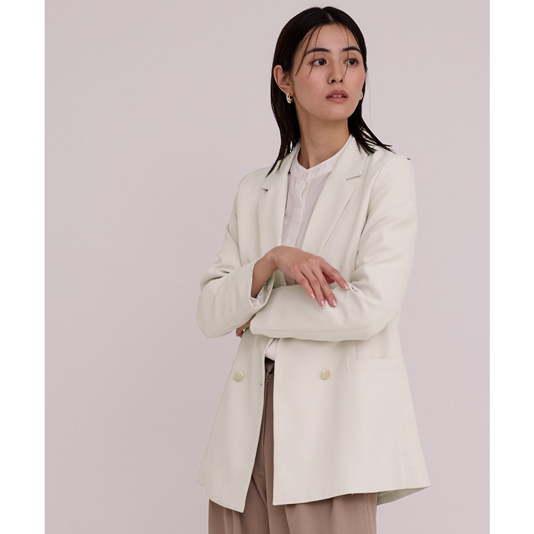 ユアーズ ur's テーラードダブルブレストジャケット （ネイビー