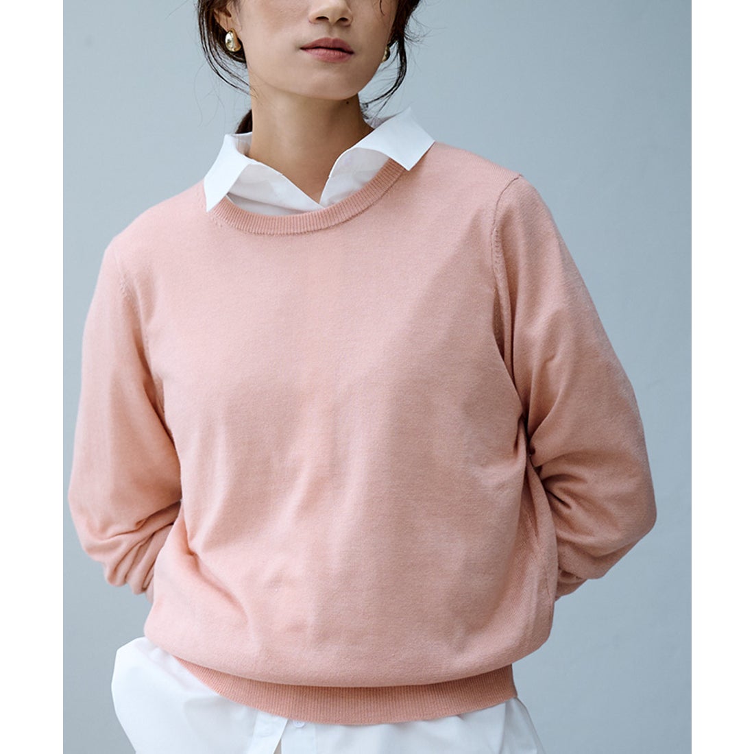 ユアーズ ur's クルーネックハイゲージニット （杢グレー