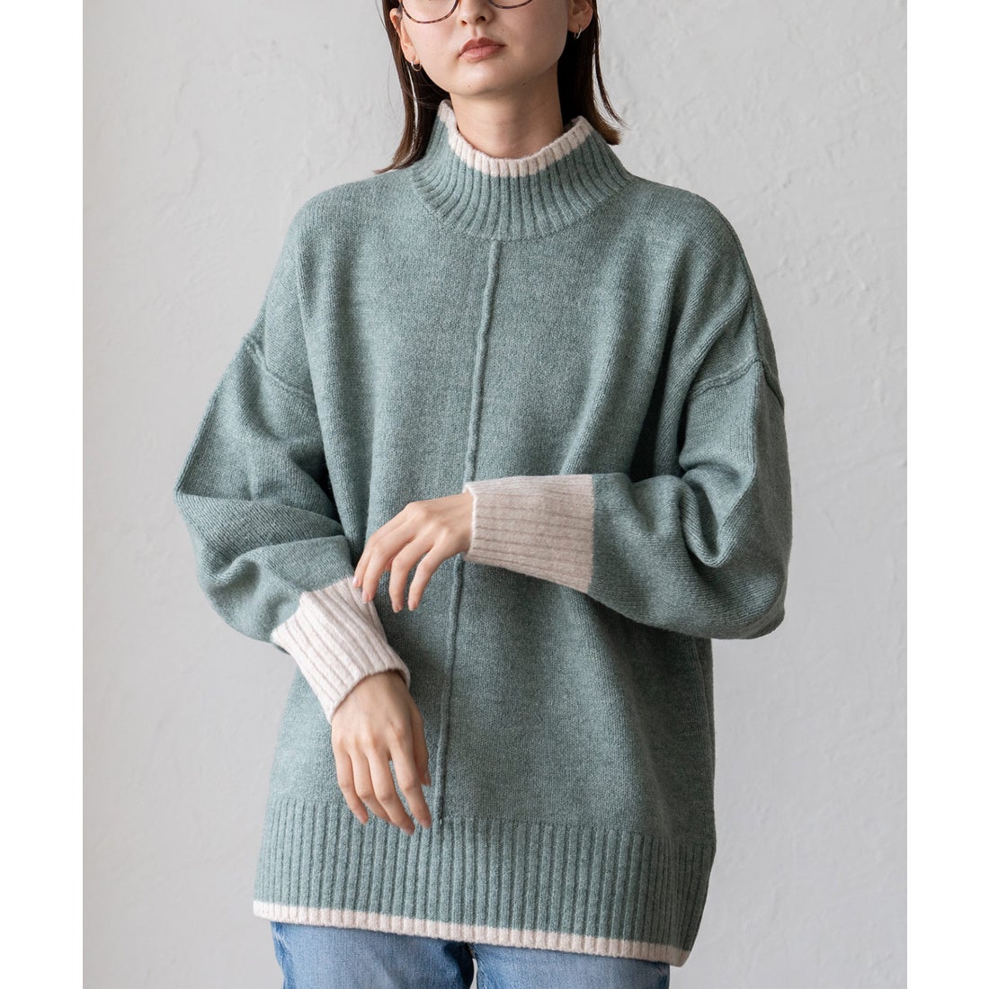 ヴィータフェリーチェ VitaFelice バイカラーハイネック 天竺オーバー