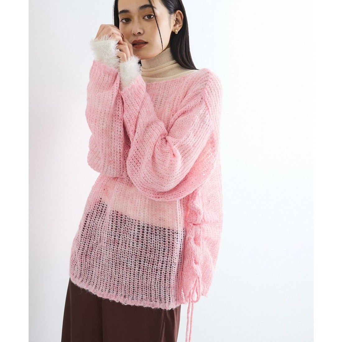 ビス VIS モヘアタッチシアーニット （ピンク（63）） - ファッション