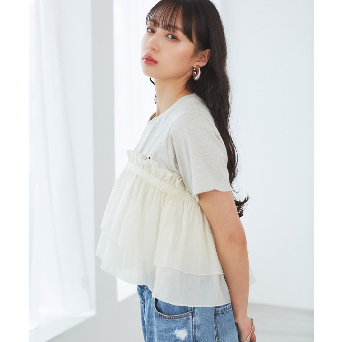 ビス VIS 【WEB限定】オーガンジーフリルビスチェ （オフホワイト（15