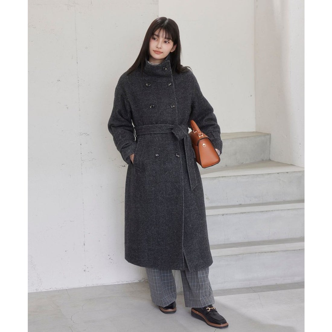 ビス VIS 尾州シャギースタンドカラーロングコート/WEB限定PS・TM