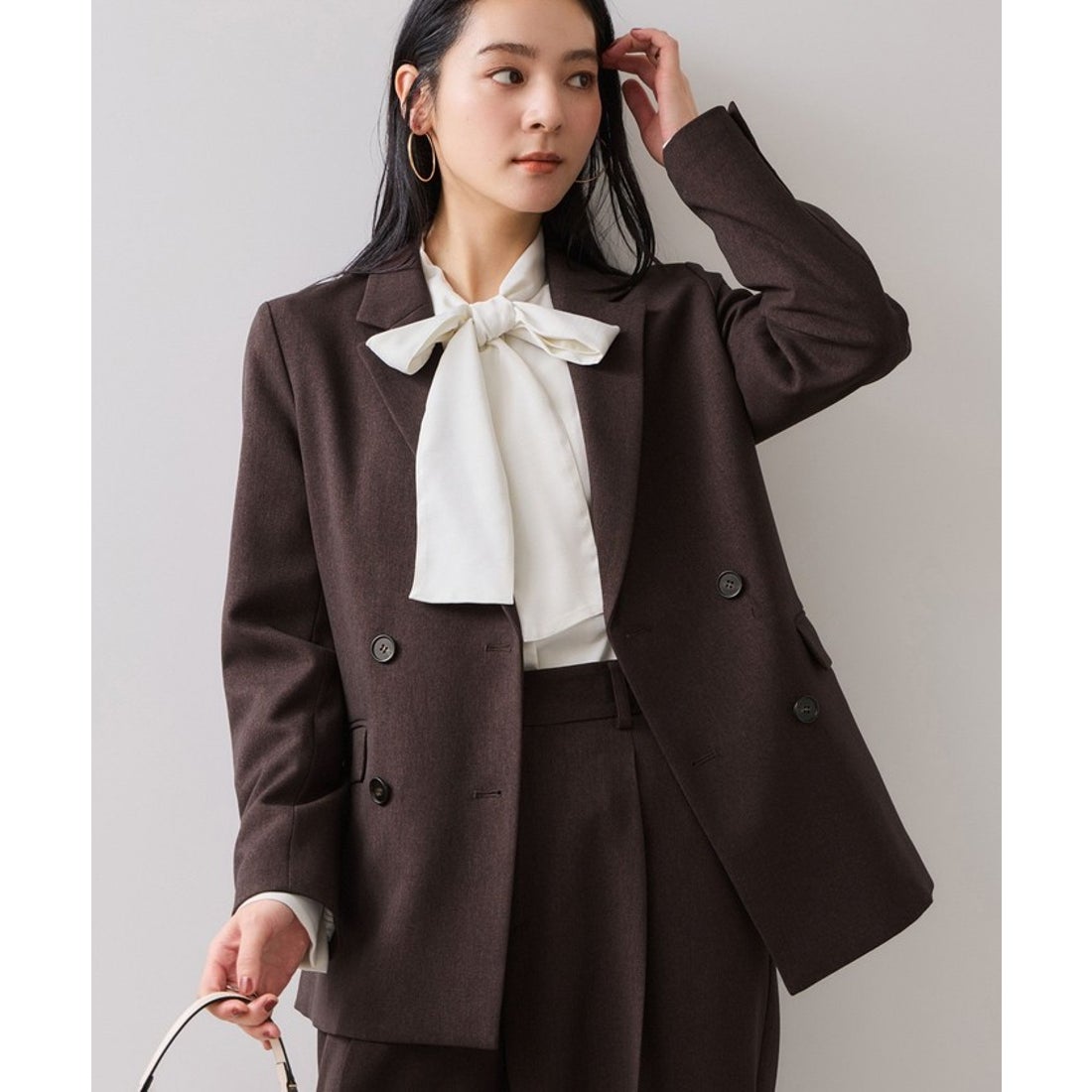ビス VIS 【美easy】ウーリッシュダブルブレストテーラードジャケット