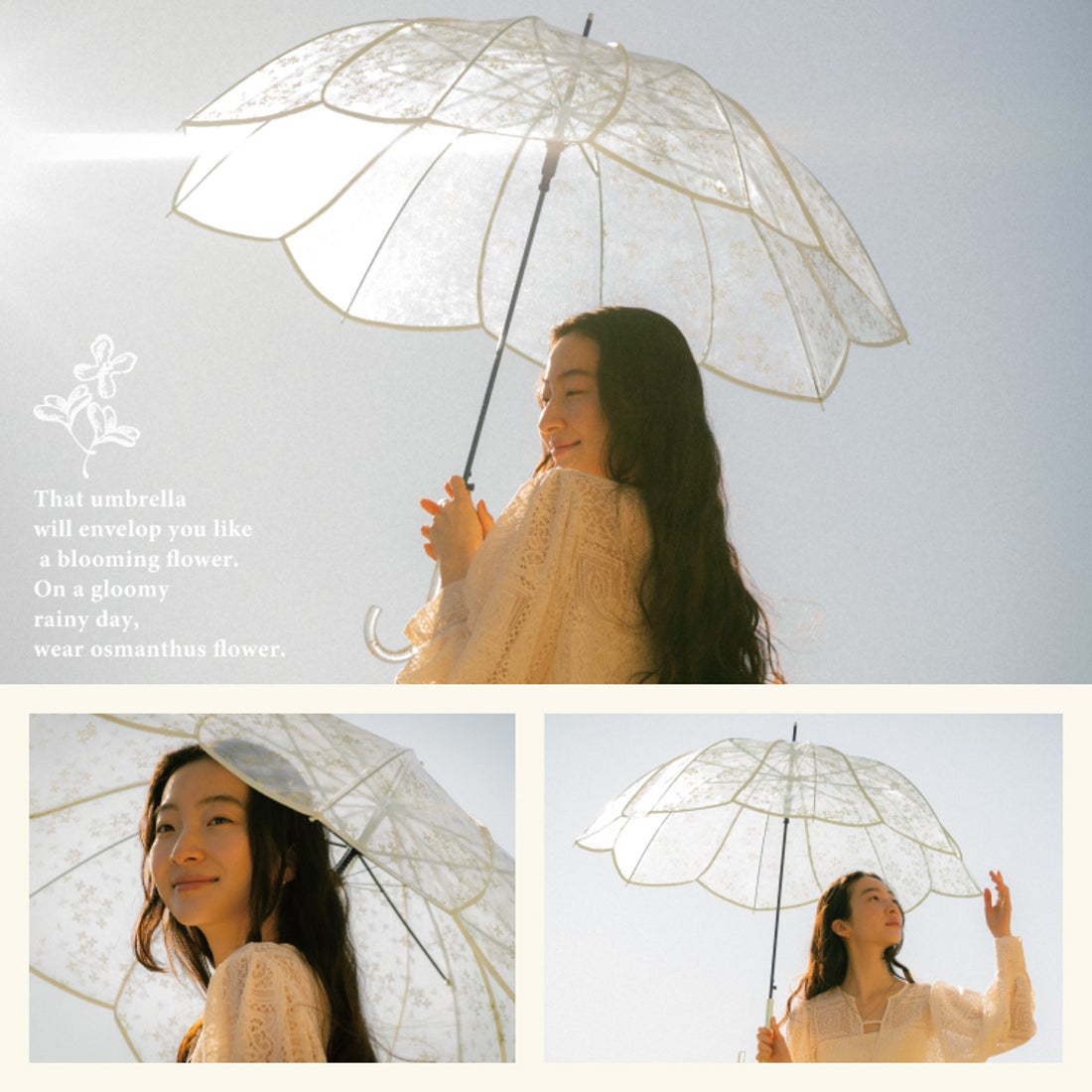 Wpc.】ビニール傘 キンモクセイアンブレラ 61cm ジャンプ傘 傘