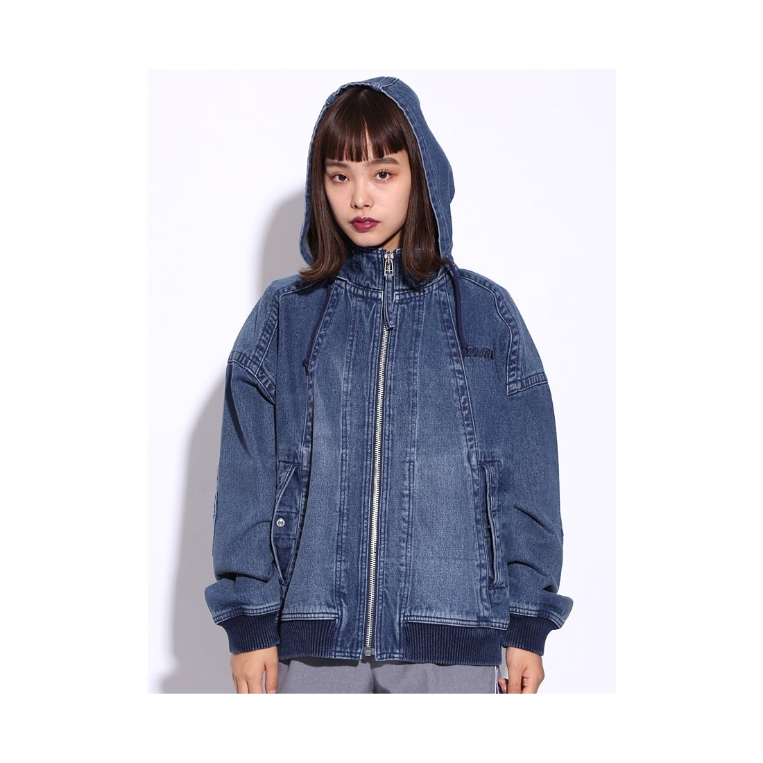 X-girl HOODEDDENIMJACKET/フードデニムジャケット BLACK