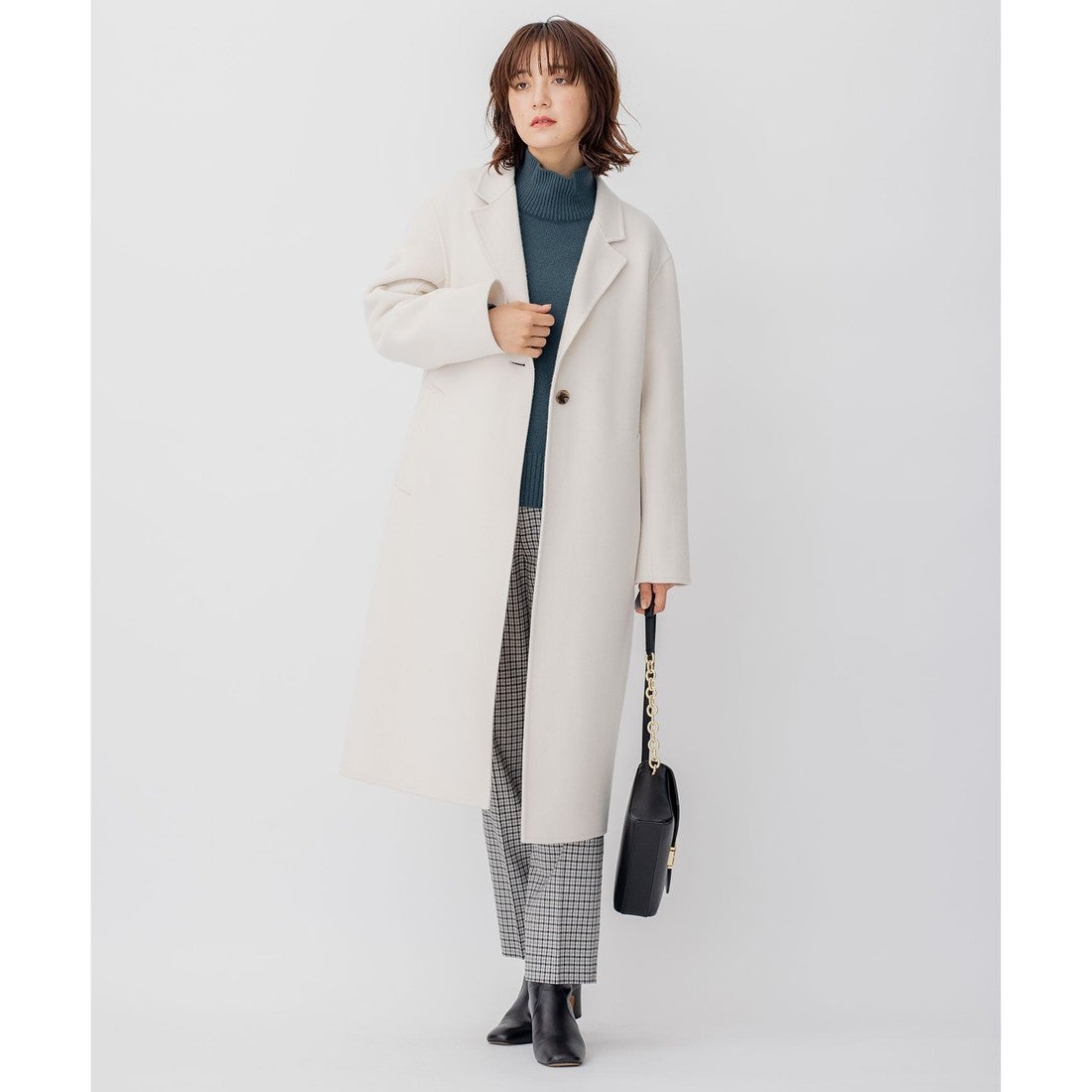 23区 ウールリバー ロングコート （キャメル系） -ファッション通販