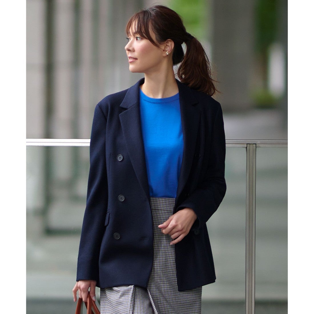 23区 ウール圧縮スムース ダブル前 ジャケット （ダークネイビー