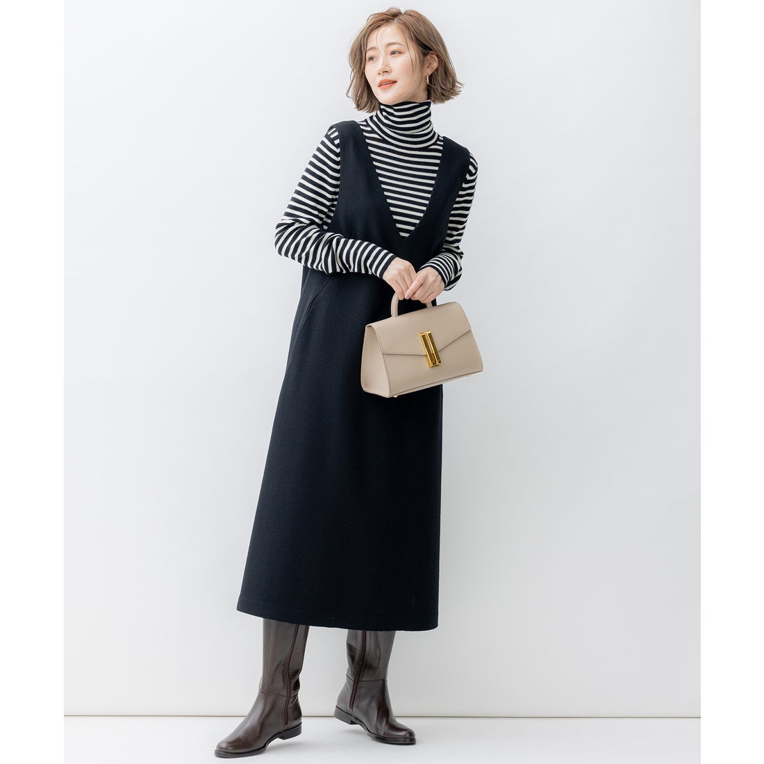 23区（大きいサイズ） ウールミルドジャージー ジャンパースカート