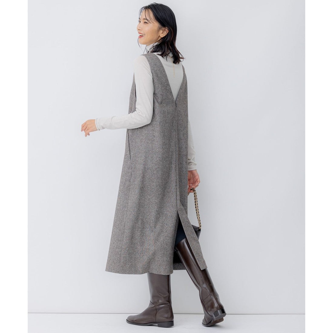 23区（大きいサイズ） シルクネップツイード ジャンパースカート