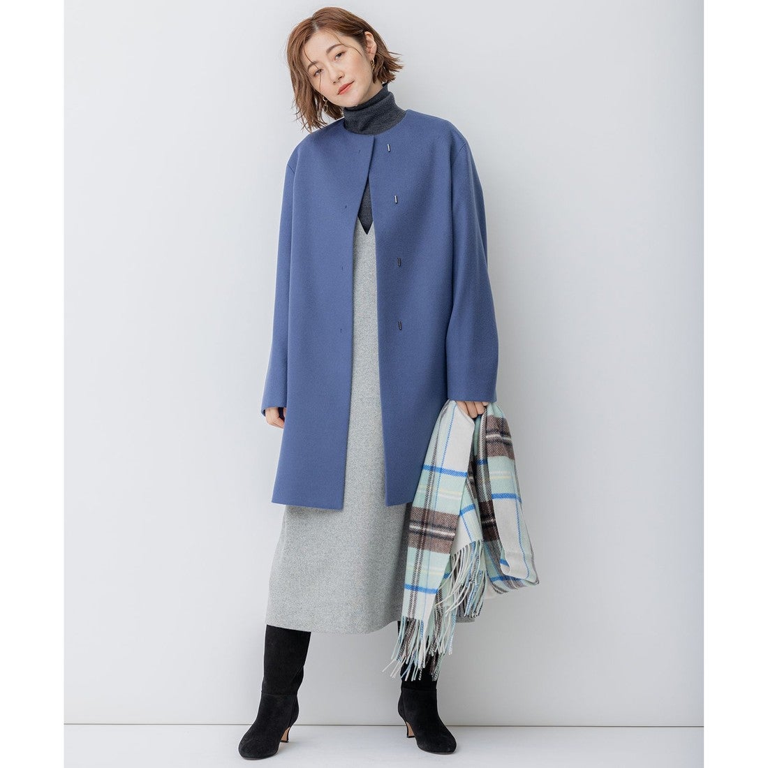 23区（大きいサイズ） シルクネップツイード ジャンパースカート