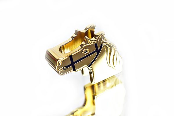 売切】エルメス ツイリーリング カドリージュ 馬 黒 ブラック×ゴールド