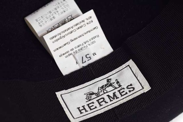 エルメス ハット 帽子 黒 ブラック ♯57 毛100％ 未使用 6万円以下