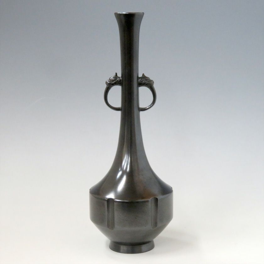 茶道具 花入（はないれ） 唐銅 新六孤耳付花入 金谷