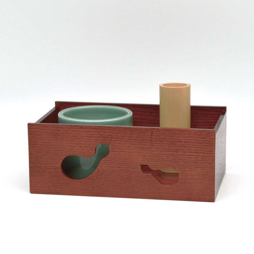 茶道具 莨盆（煙草盆・たばこぼん） 瓢透莨盆 拭漆 中村 湖彩 | 千年の