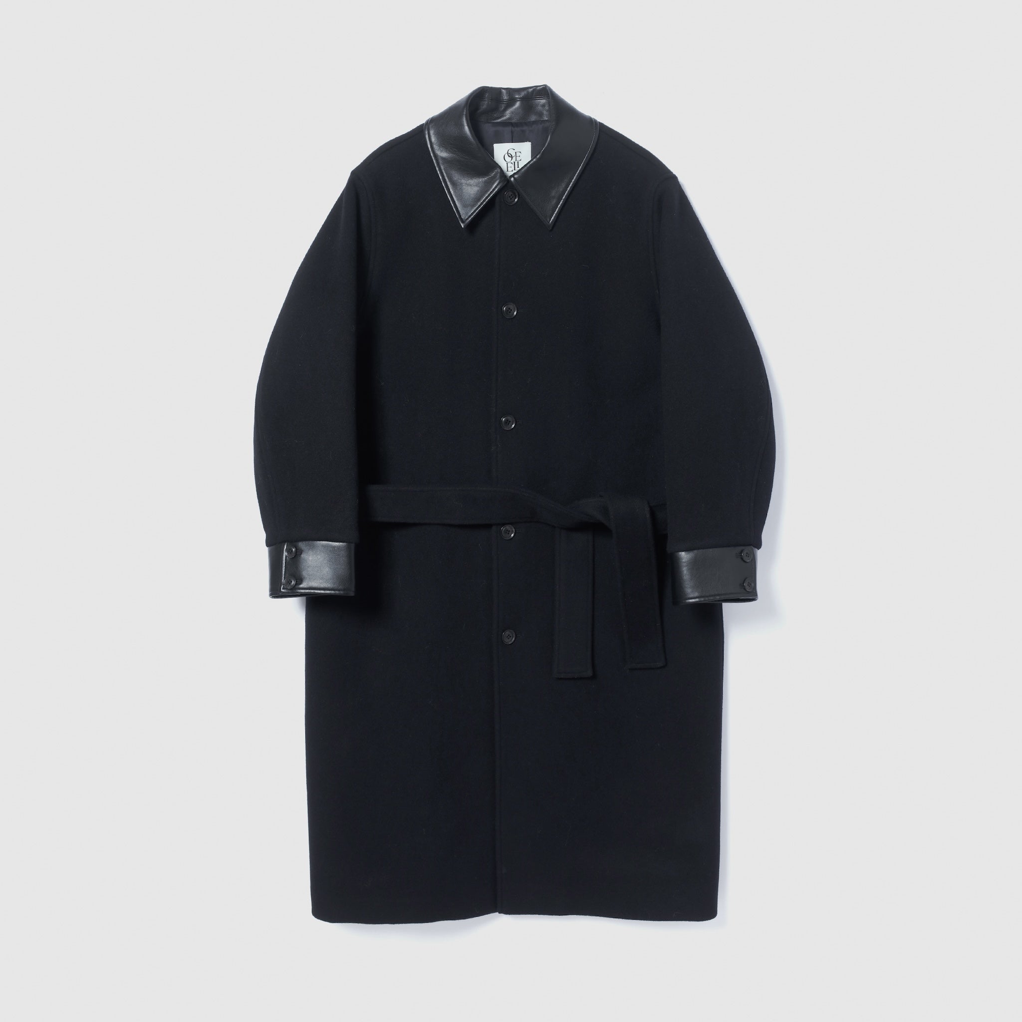 collab レザーcollarウールコート