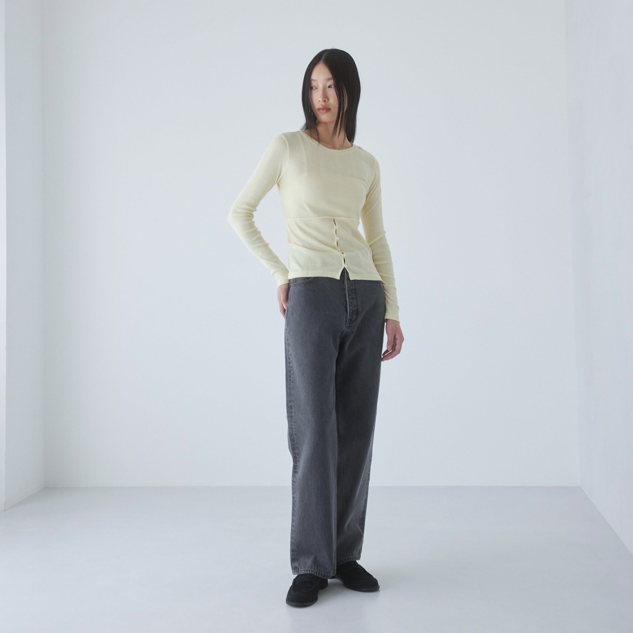 Soft sheerランダムRIBコルセットトップス