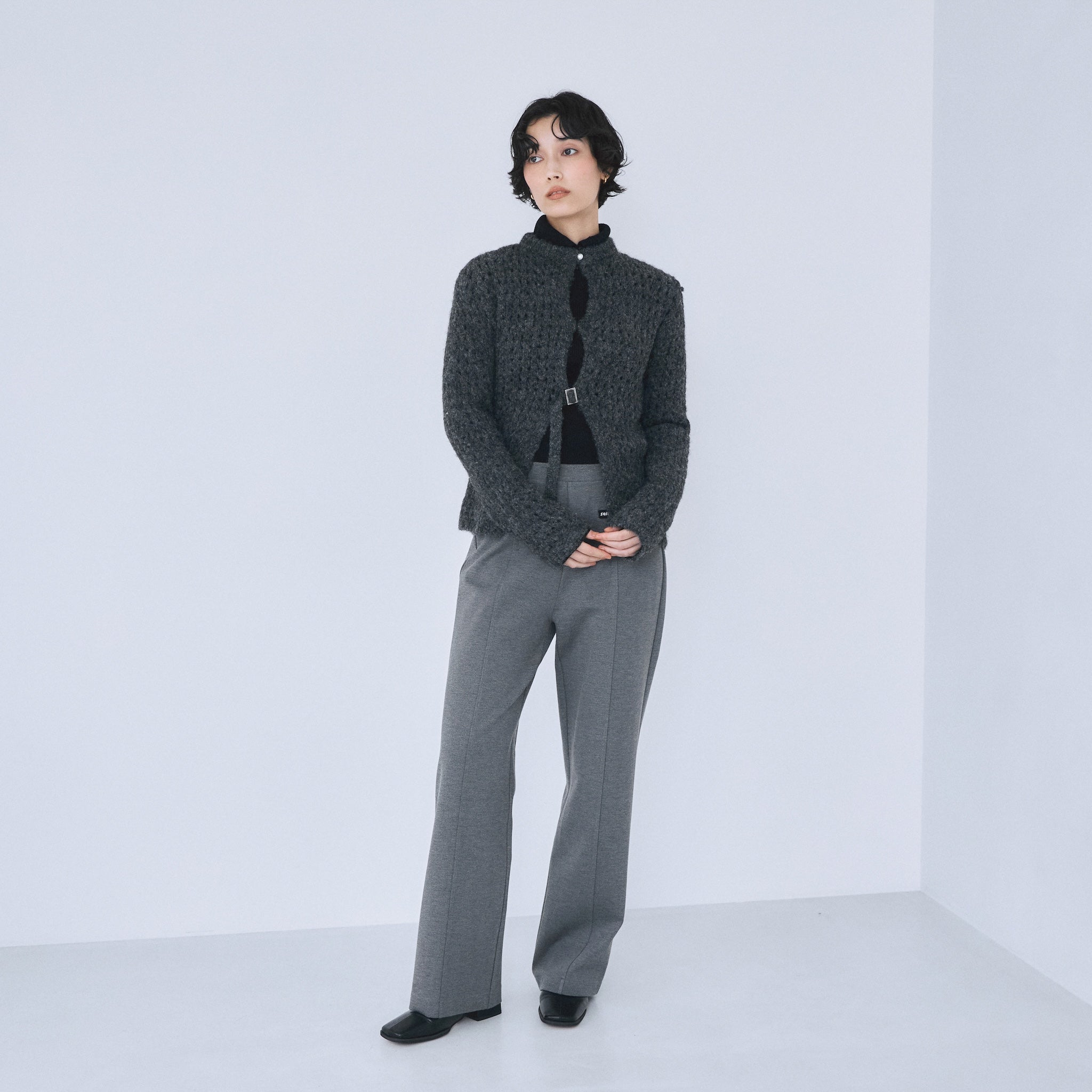 Fluffy Yarn 2way Knitトップス