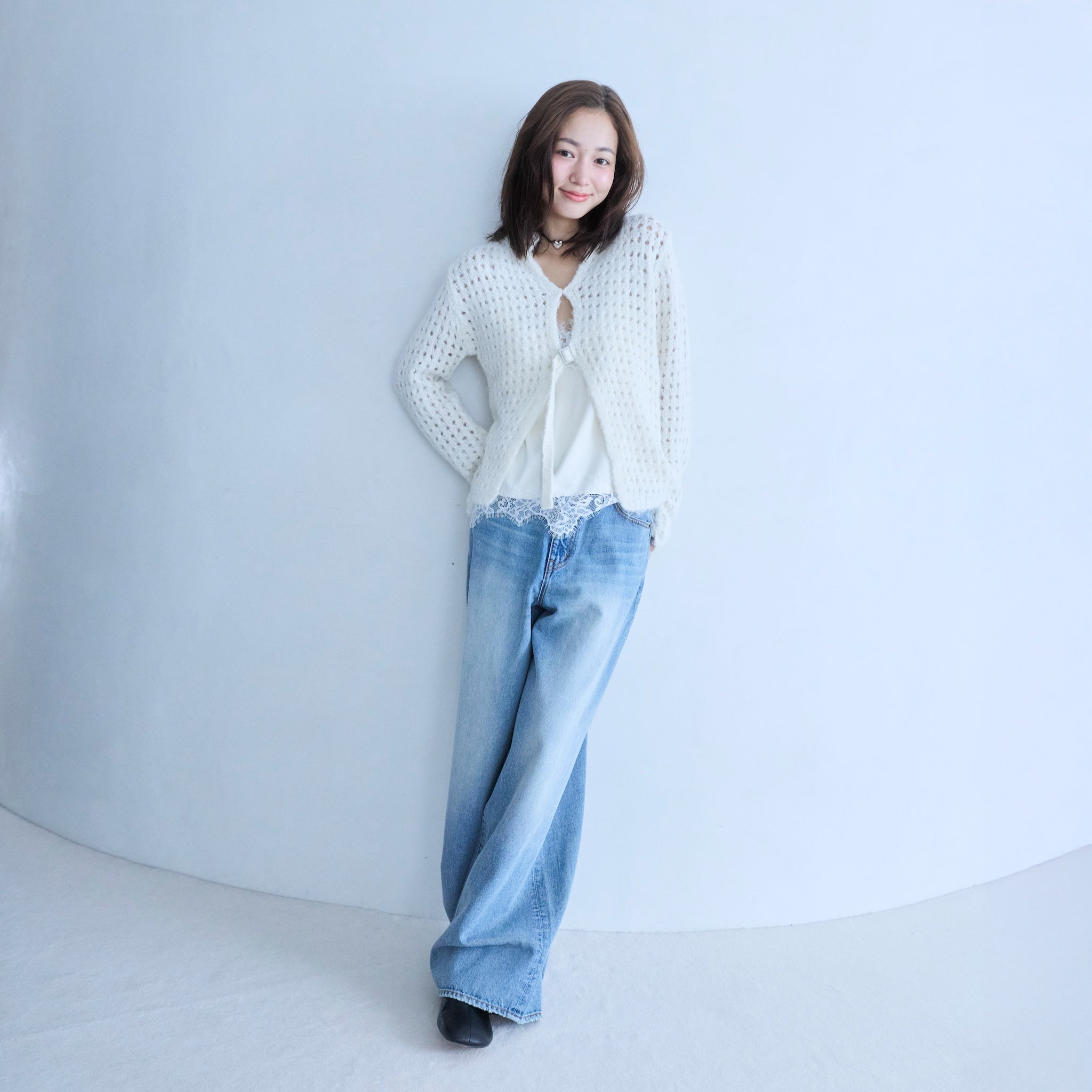 Fluffy Yarn 2way Knitトップス