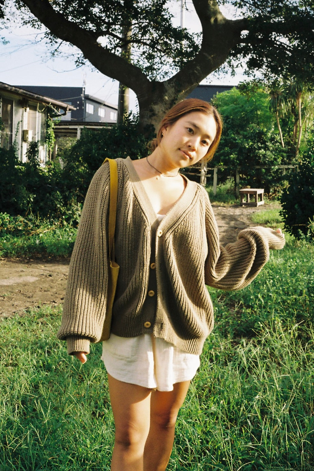 Organic cotton cardigan(olive) – seed and soil