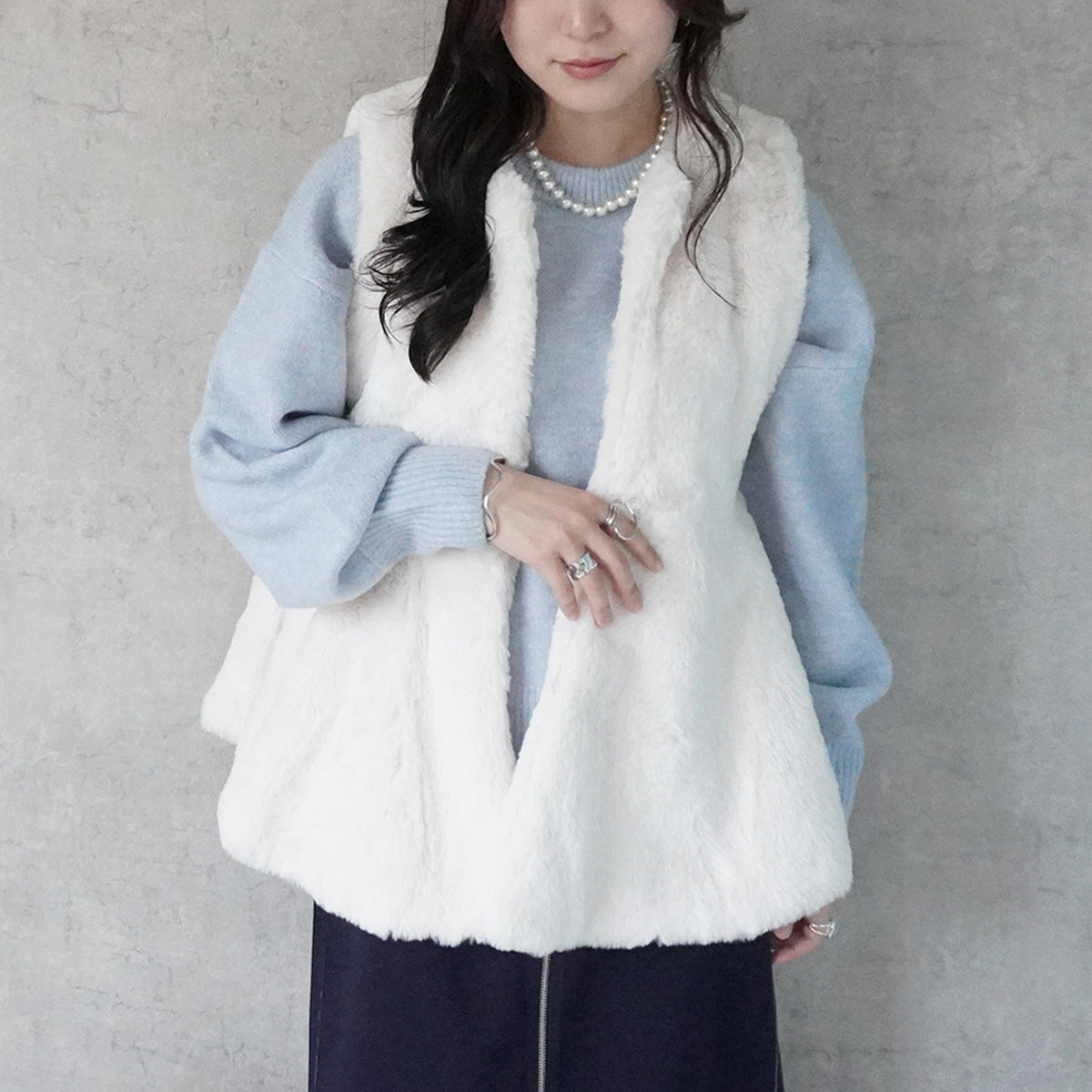 ラビット風ペプラムファーベスト/ セレクトリベリー – SELECT LEVERY