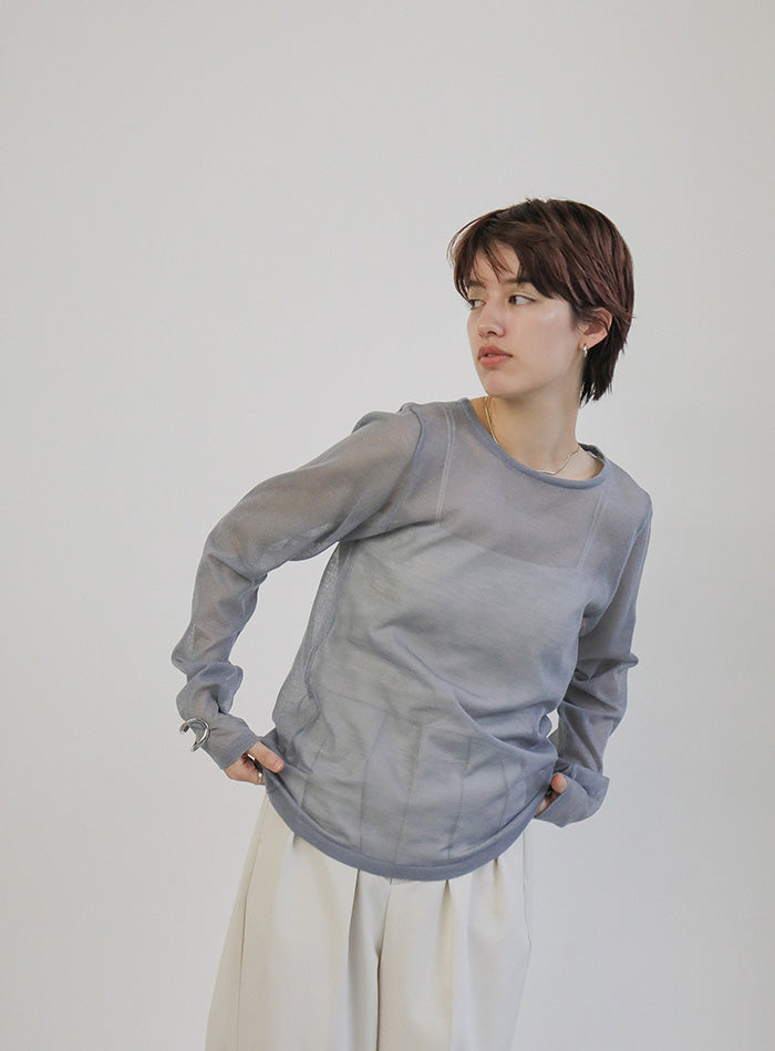 サイズ展開あり】クルーネックシアーニットプルオーバー – SELECT MOCA