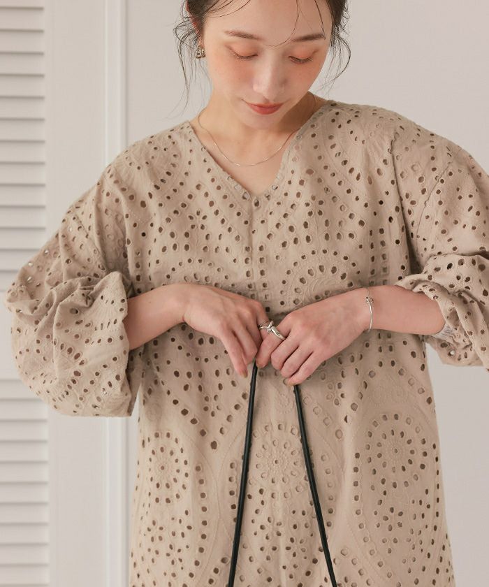 前後2way長袖コットンレースワンピース | titivate