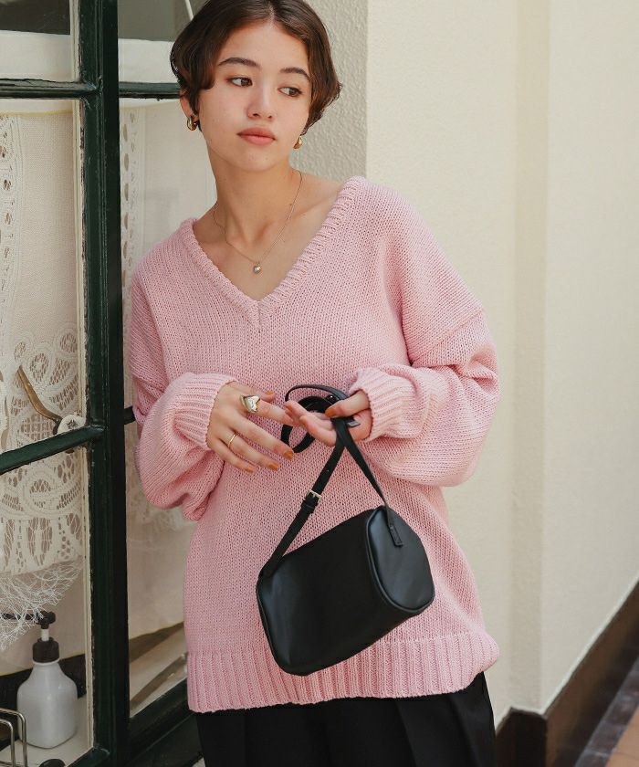 ルーズ深Vネックニットプルオーバー | titivate
