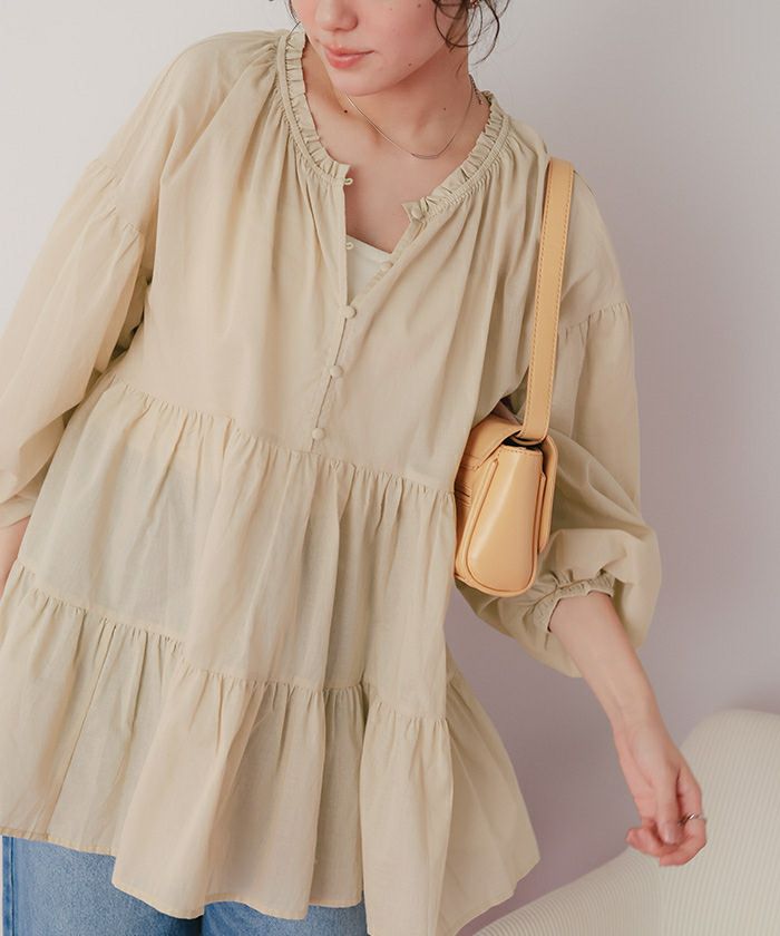 コットンボイルティアードチュニック/トップス | titivate