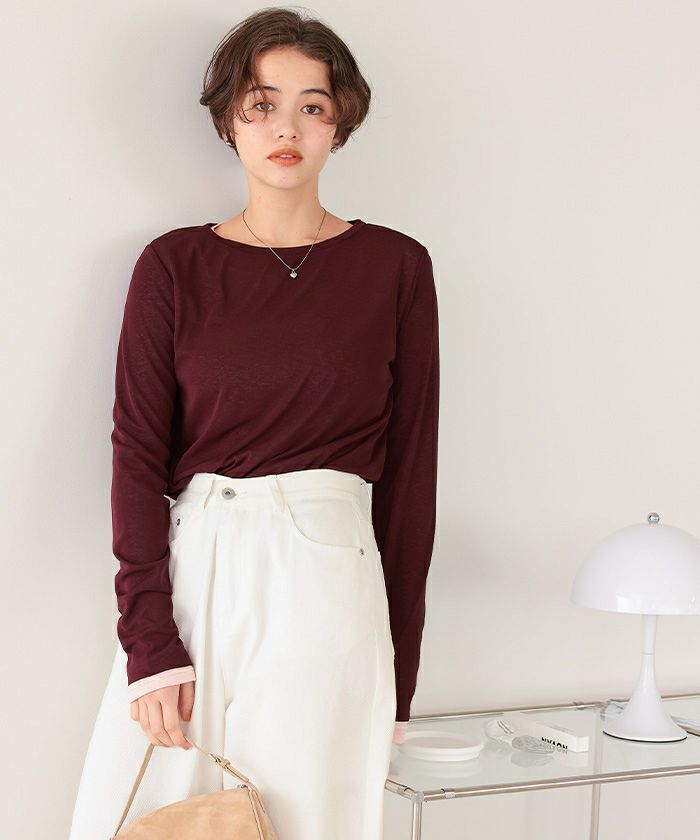 シアーカットソーロングスリーブトップス【メール便可／95】 | titivate