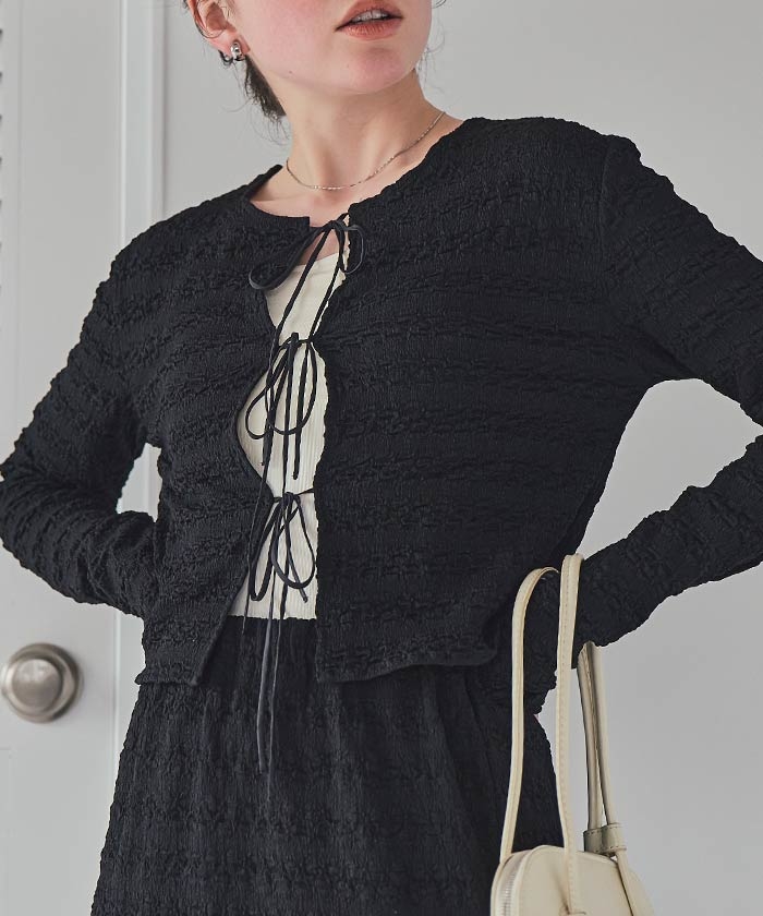 リボンデザインジャガードトップス【メール便可／100】 | titivate