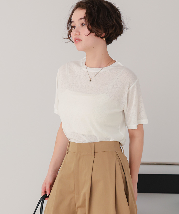 ハーフスリーブシアーカットソートップス【メール便可／50】 | titivate