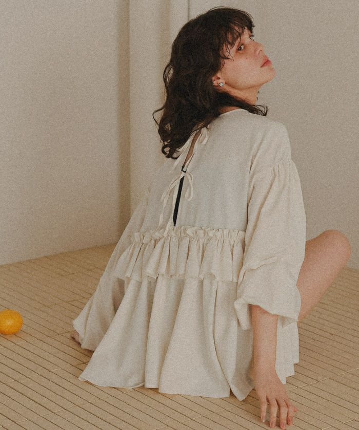 バックリボンフリルレイヤードトップス/ラッシュガード | titivate