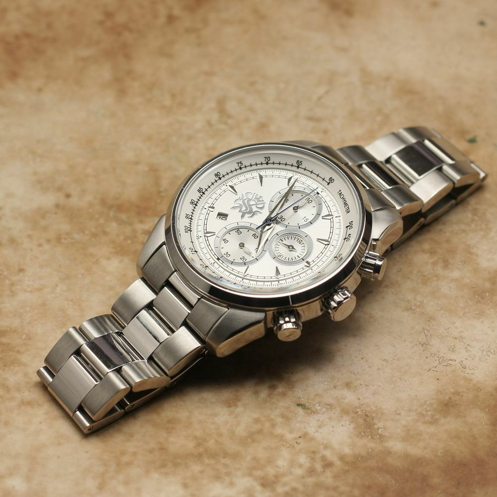 クロノグラフ腕時計 ホワイト×シルバー│メンズ革小物通販 S'FACTORY