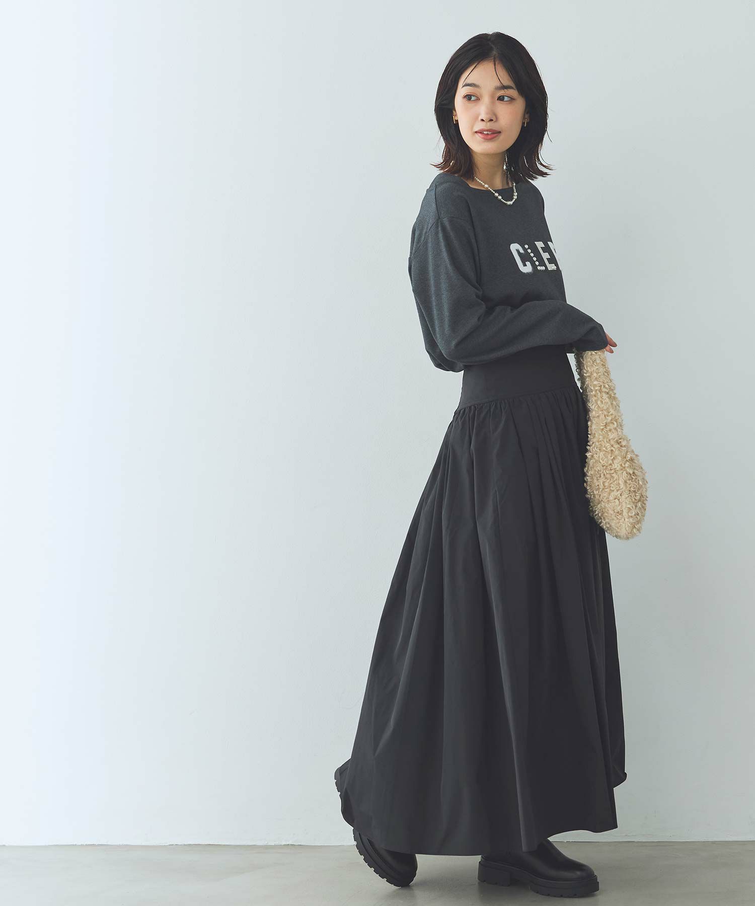 Gready Brilliants.タフタヨークダブルギャザースカート | SEKIMIKI Online