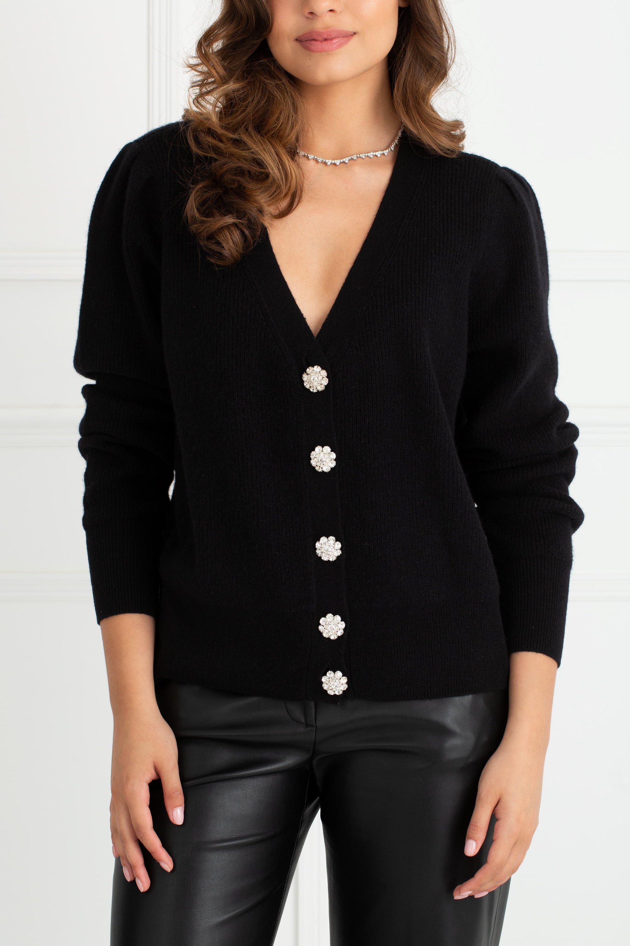 The Annabelle | Puff Sleeve Cashmere Cardigan Black – Sinead Keary