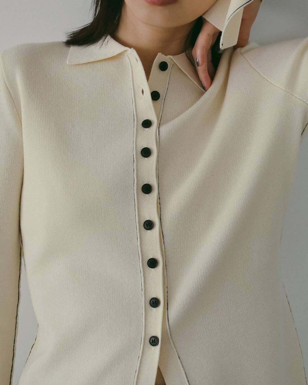 ànuke - Linking Knit Shirts (Ivory) / リンキングニットシャツ